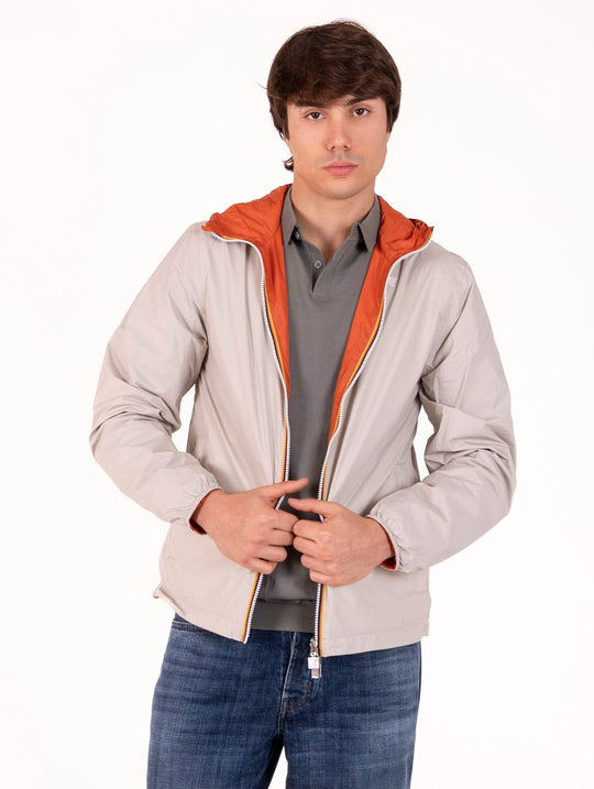 Giubbino K-Way Jake in Tessuto Tecnico Reversibile Beige e Arancio
