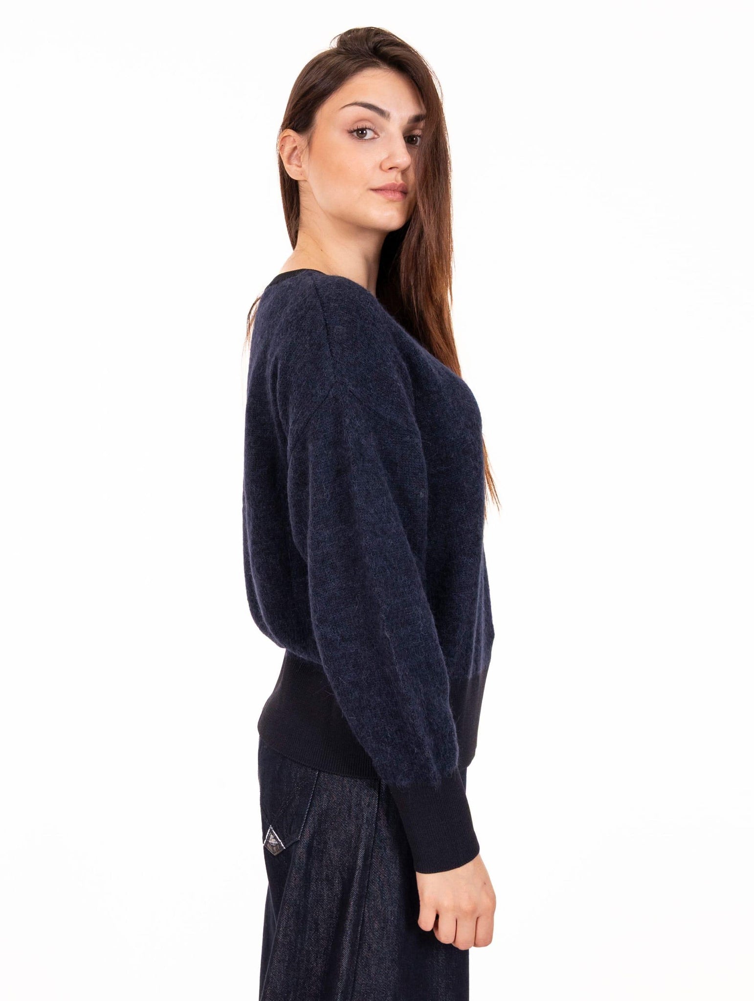 Pull Girocollo Alpha Studio in Lana e Alpaca Blu Notte AD-4380C2001 Alpha Studio