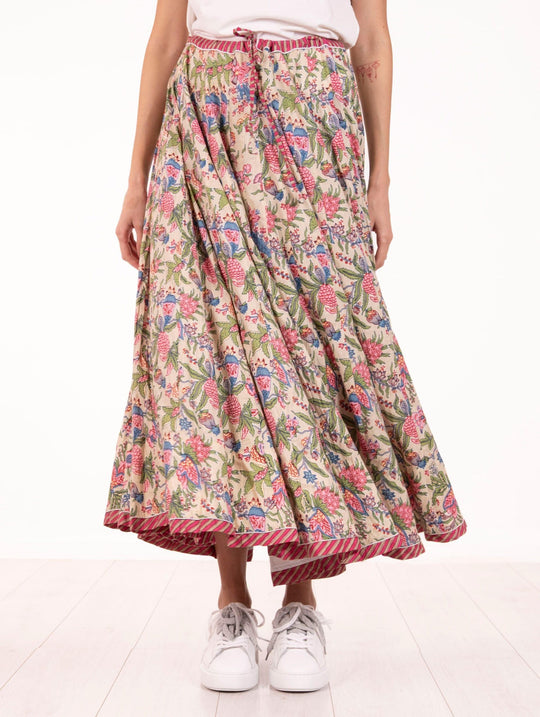 Gonna Lunga Four Stroke in Cotone Rosa e Verde