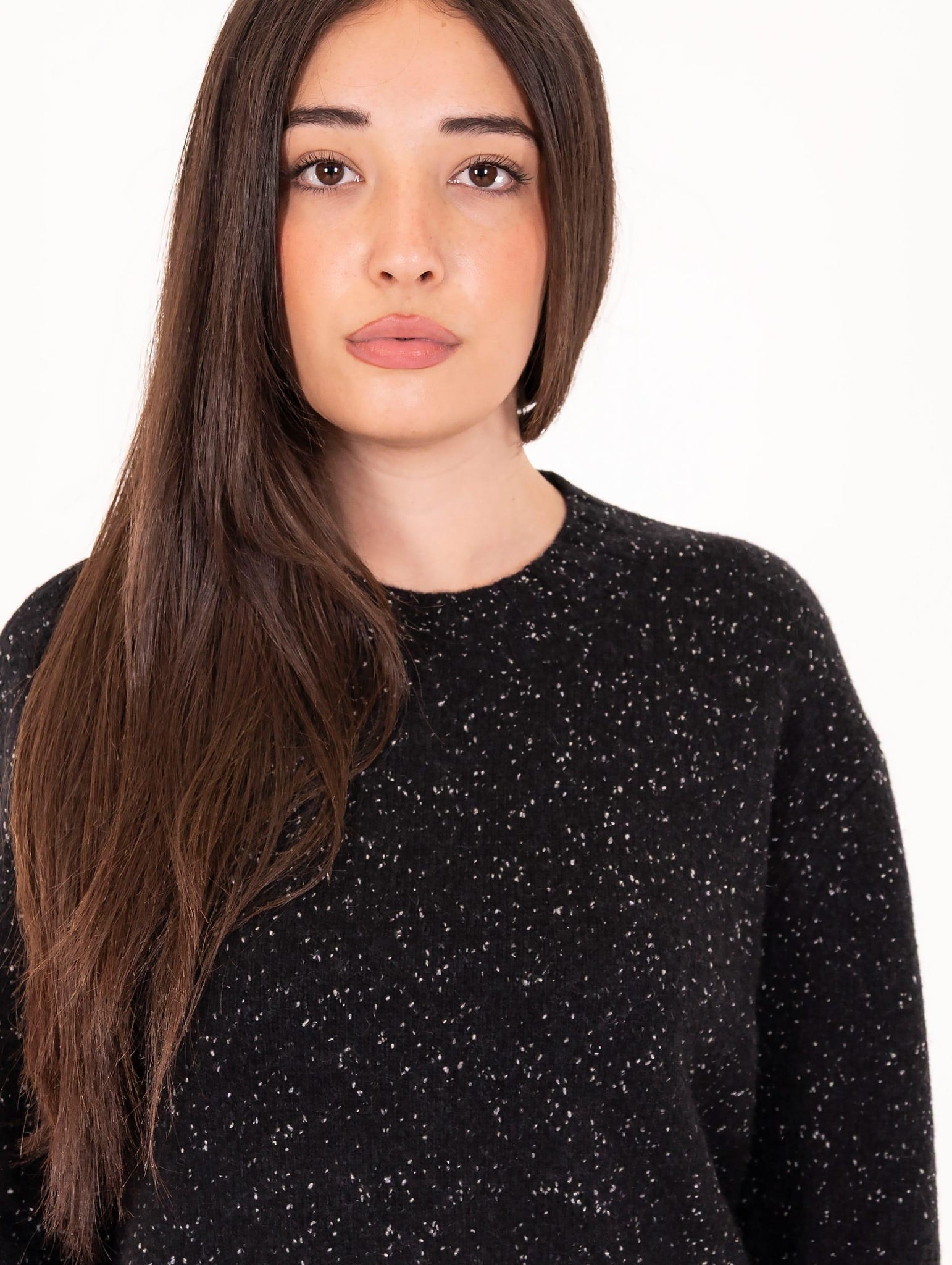 Pull Alessia Santi in Lana Melange Nero e Grigio SD53033S3000 Alessia Santi