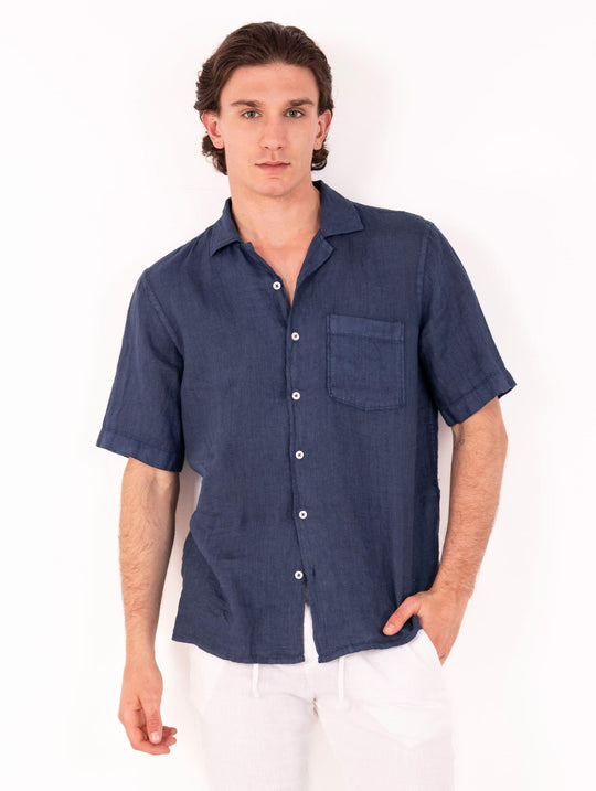 Camicia Bowling Roy Roger's in Lino Blu