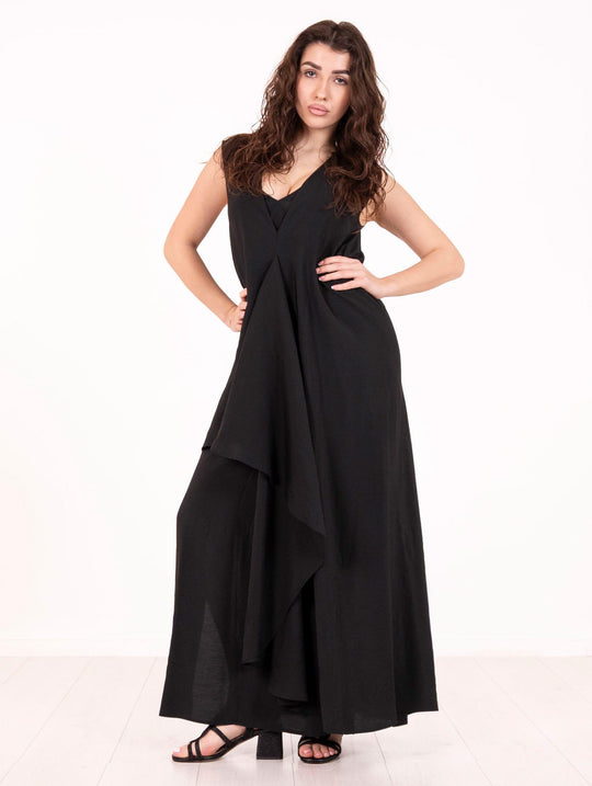 Abito Lungo Alysi con Volant Nero