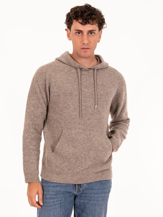 Felpa con Cappuccio Daniele Fiesoli in Lana Merino Polvere