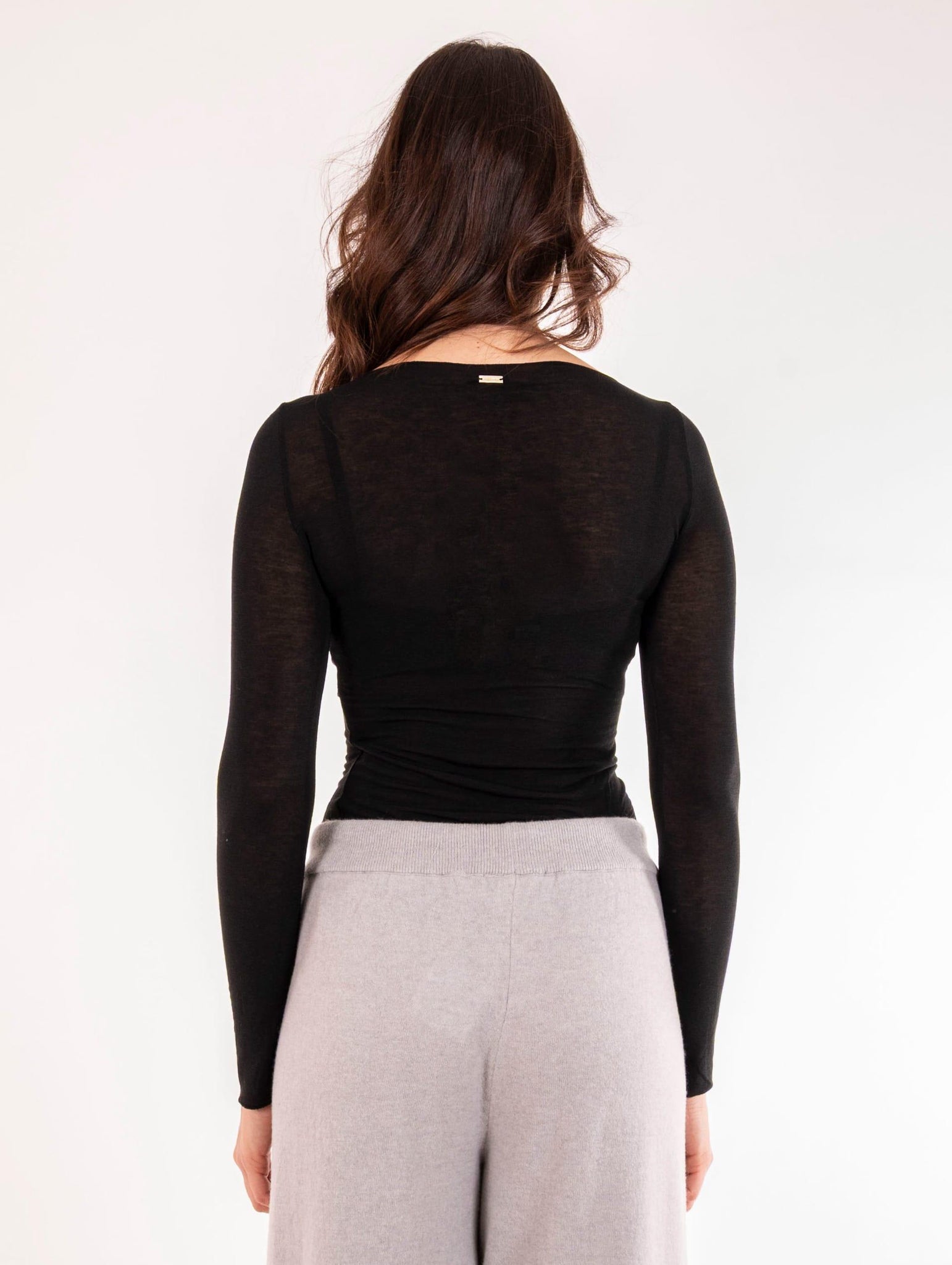 Girocollo White Wise Misto Cachemire Extrafine Nero WW201801 White Wise