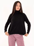 Maxi Maglia Dolcevita White Wise in Lana e Viscosa Nero