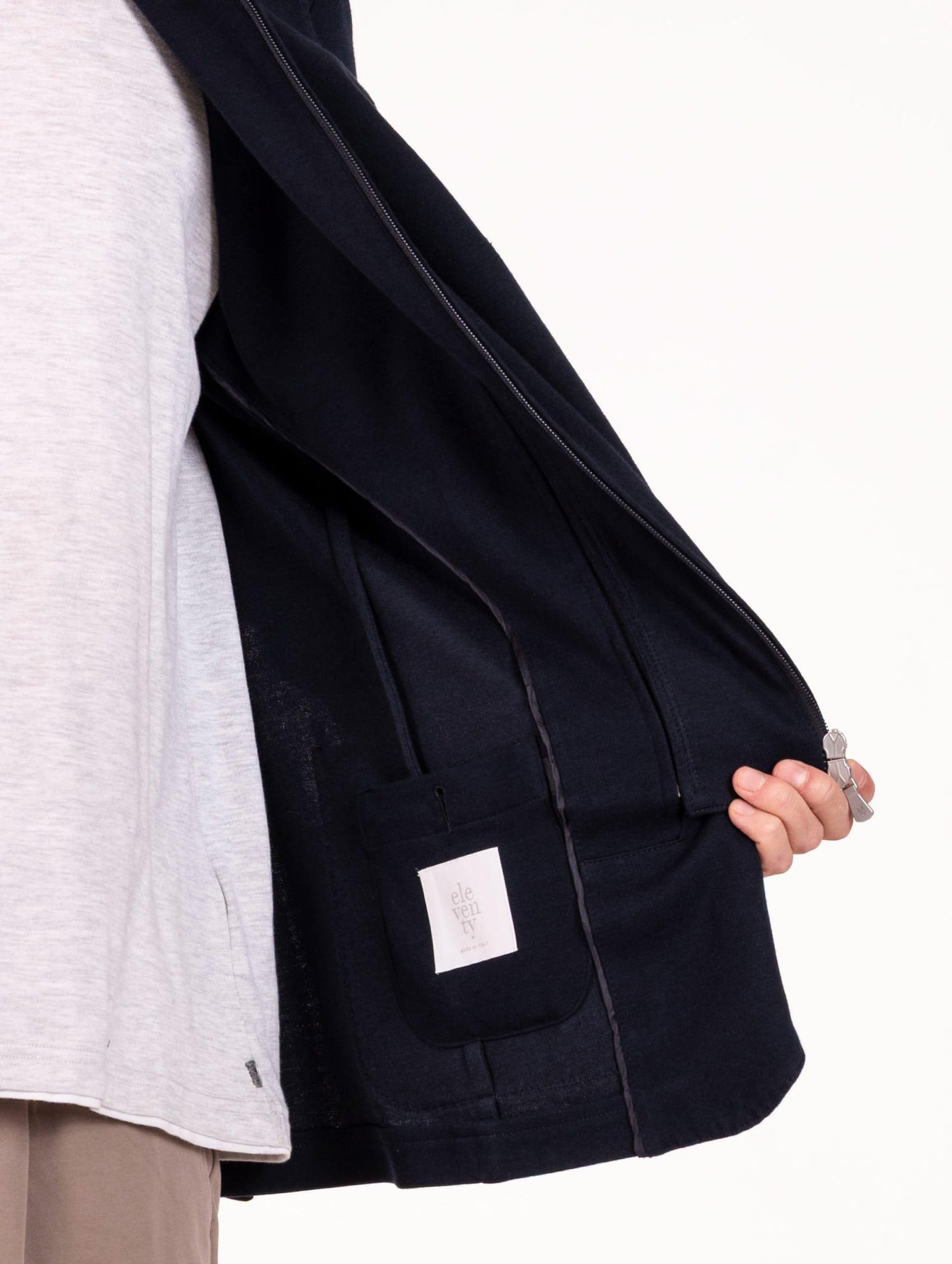 Giacca Eleventy Milano con Pettorina in Cotone e Cashmere Blu L70GIAK07BTCRNTES0L19111-14 Eleventy Milano