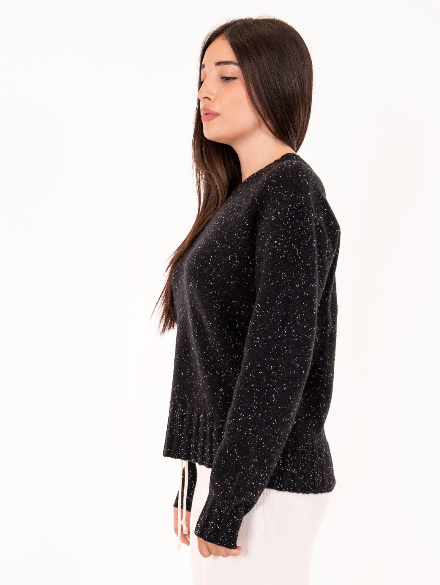 Pull Alessia Santi in Lana Melange Nero e Grigio SD53033S3000 Alessia Santi