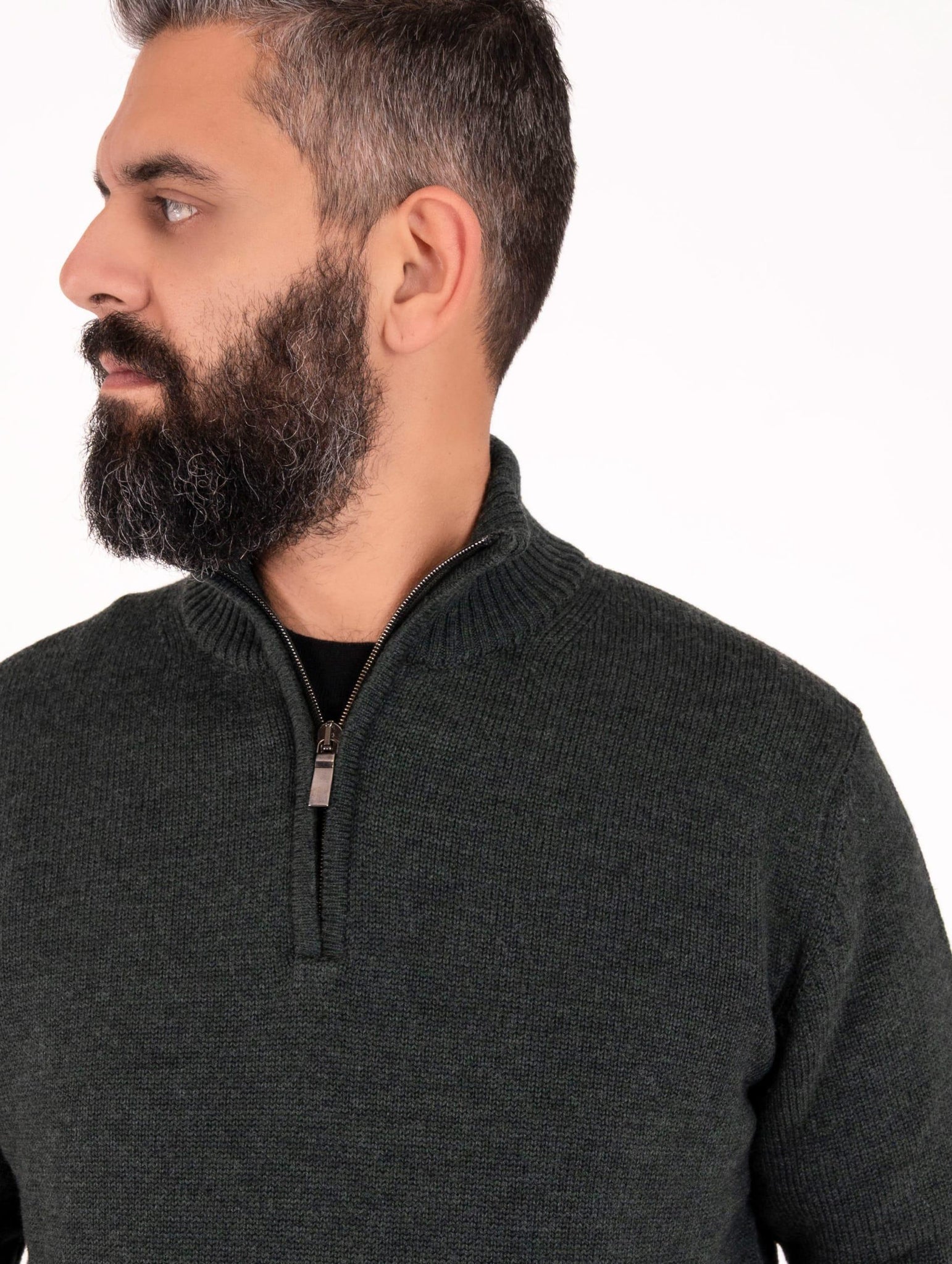 Maglia Four Stroke con Zip in Lana Merinos Extrafine Verde HA312ZIP6M0034 Four Stroke