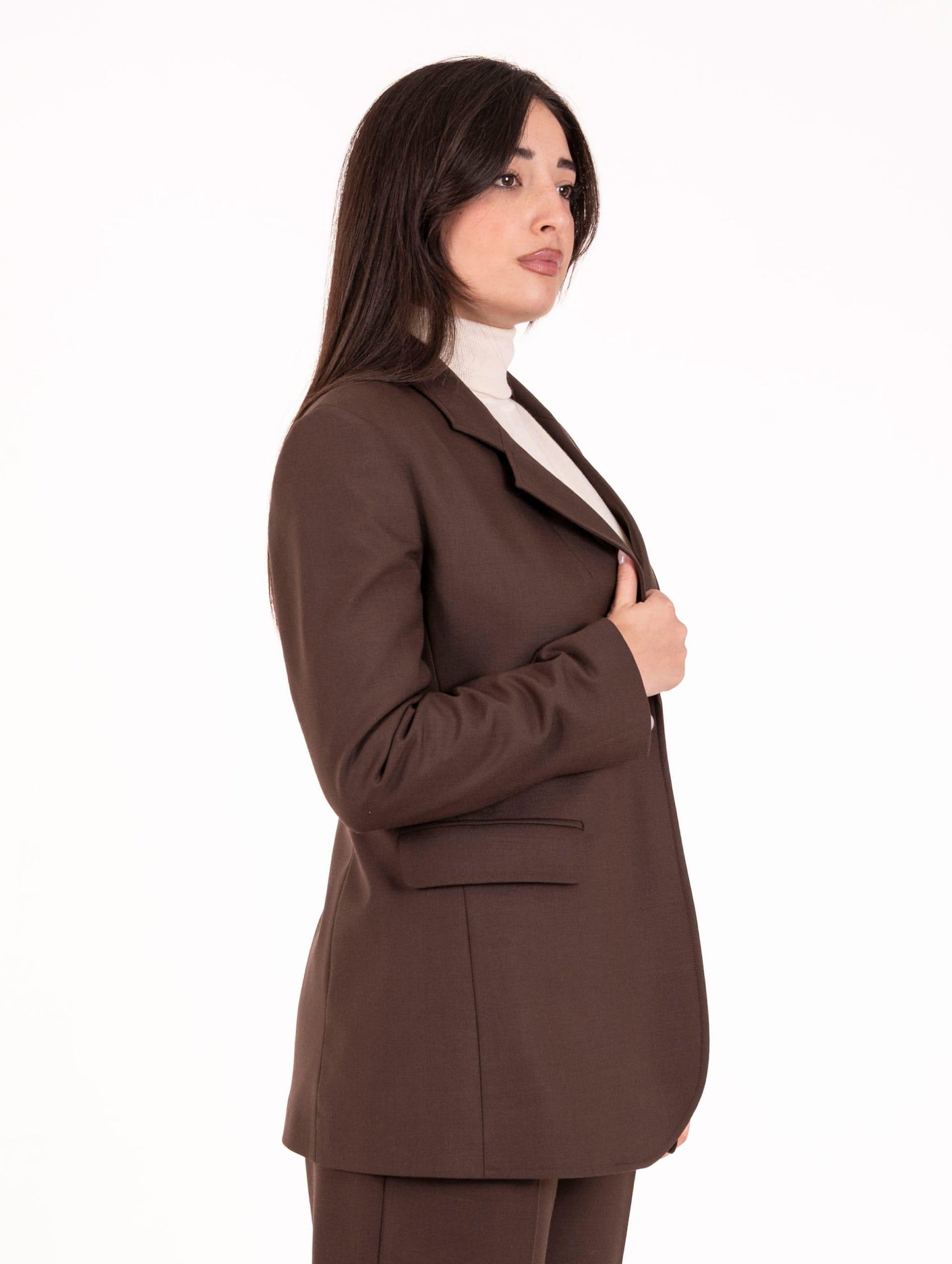 Blazer Monopetto Alysi in Twill di Lana Marrone 165860A5272 Alysi
