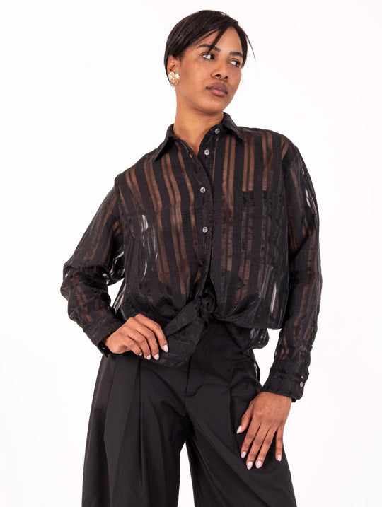 Camicia White Sand in Lyocell Nera