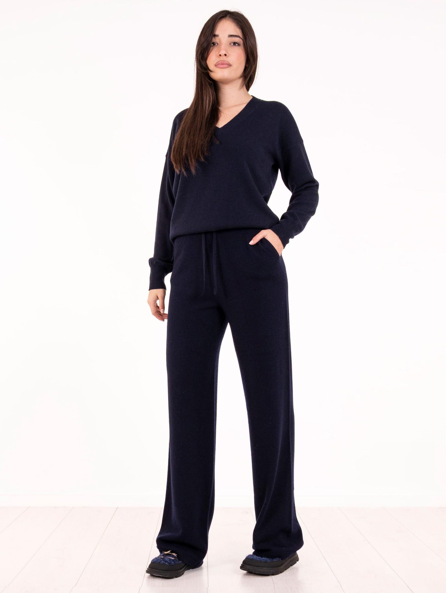 Pantalone Alpha Studio in Lana e Cashmere Blu Nlotte AD-4245Q2001 Alpha Studio