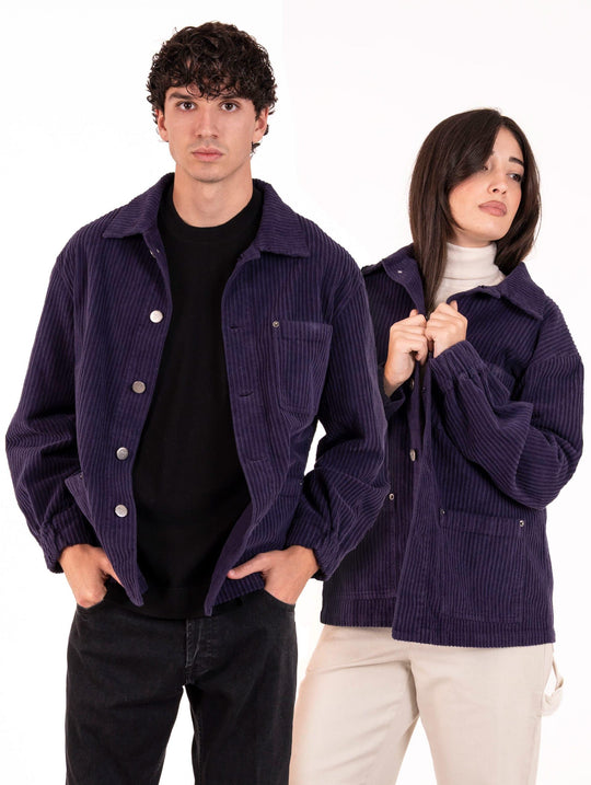 Camicia Unisex Maison Crazy Worker in Velluto Roccia Viola