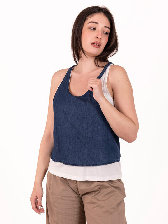 Top White Wise Chambray Denim