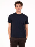 T-Shirt Devore in Cotone, Lana e Seta Navy
