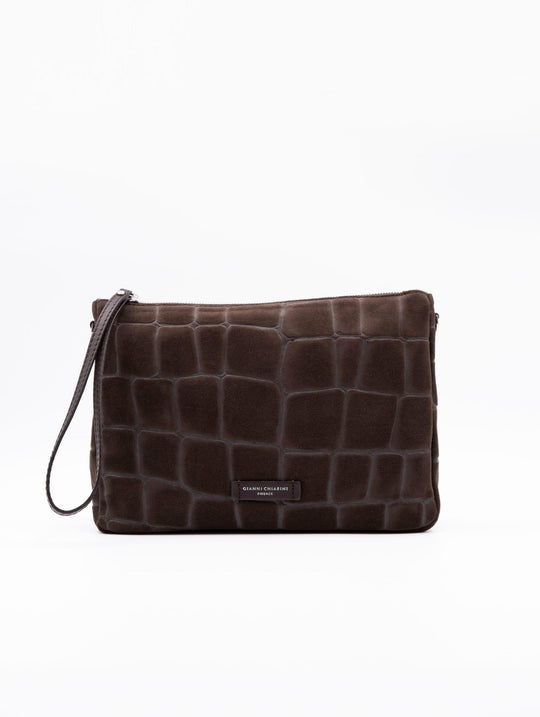 Borsa Nora Pouch Gianni Chiarini in Suede Cocco Moka