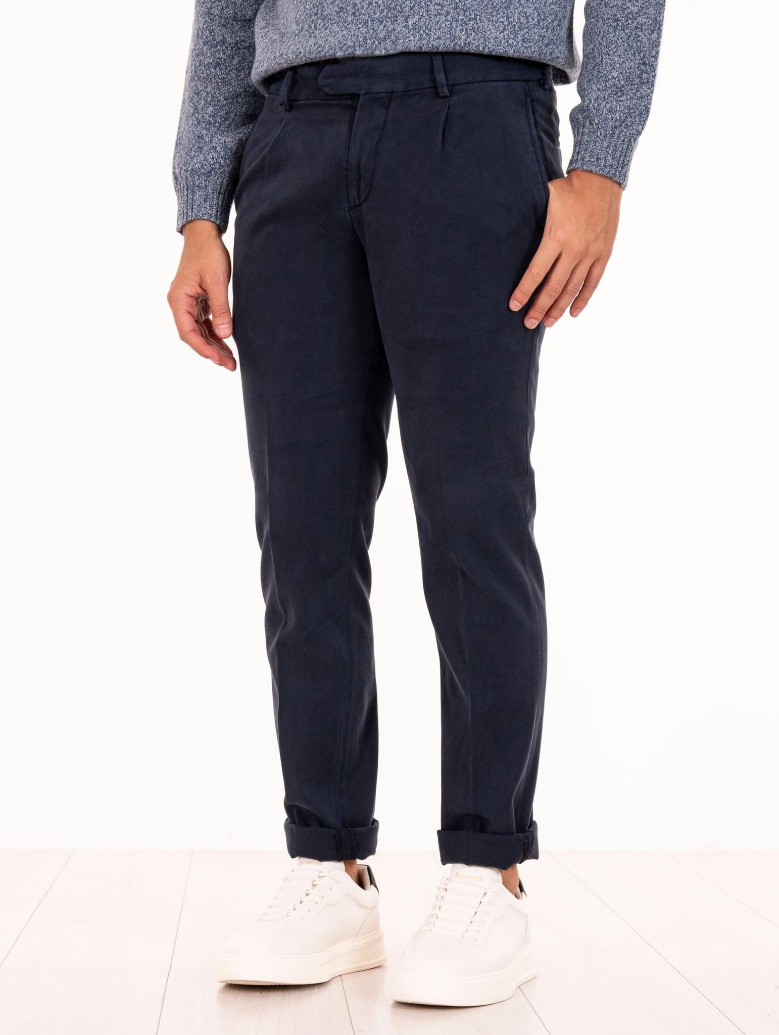 Pantalone Devorè in Cotone e Tencel  Navy DVR1-G046TC394 Devore