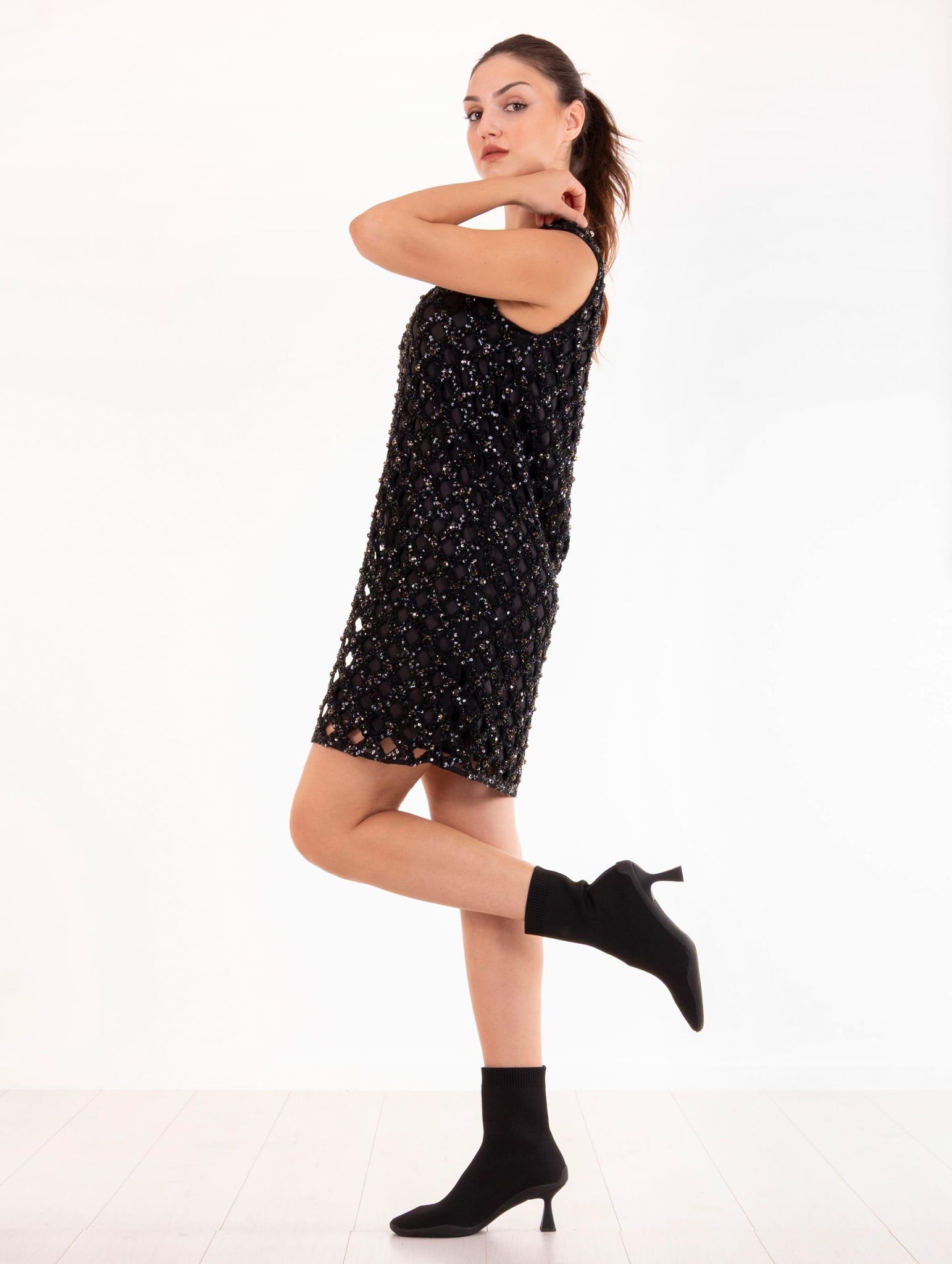 Abito Circus Hotel Strass Nero H5WS22Y69 Circus Hotel