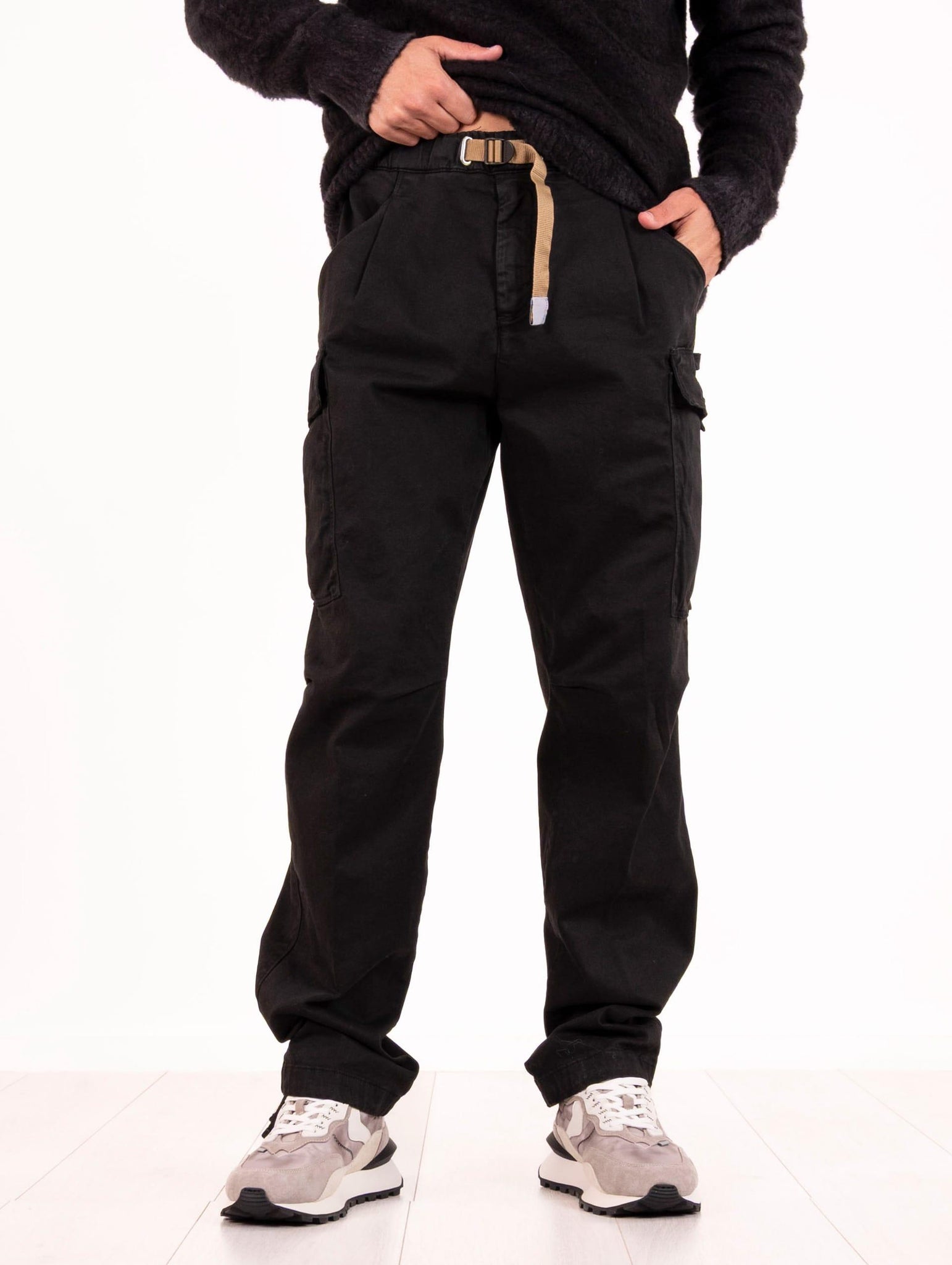 Pantaloni Cargo White Sand in Cotone Nero 25WSU6905999 White Sand