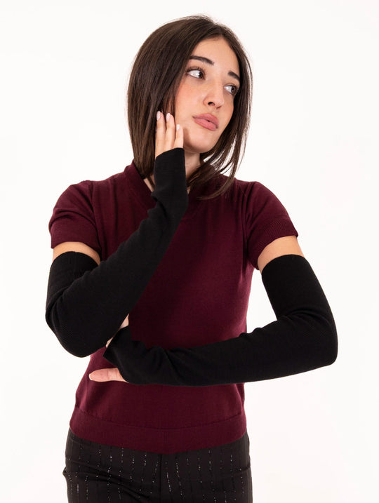 Manicotti Alpha Studio in Pura Lana Nera