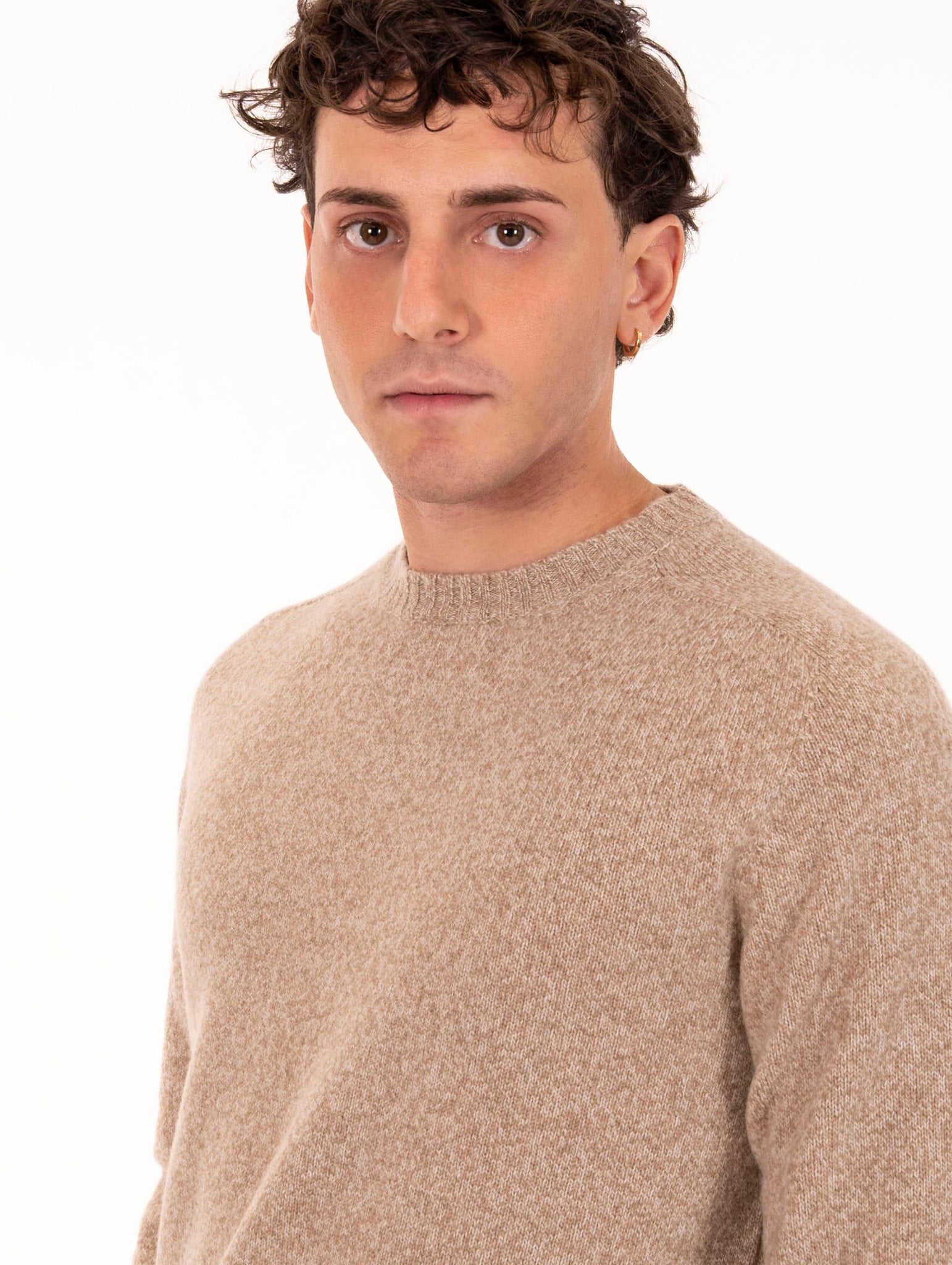 Girocollo Zanieri in Lana Cashmere Sabbia Melange CG-GRU-350152569 Zanieri