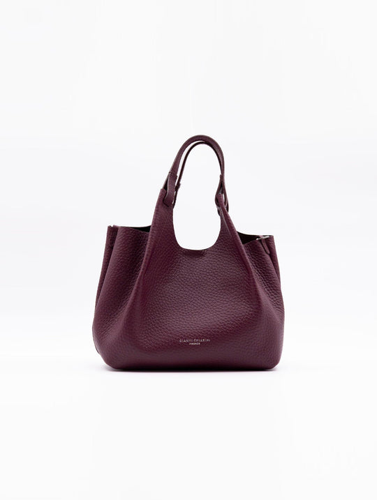 Borsa Dua Gianni Chiarini in Pelle Martellata Vino e Testa di Moro
