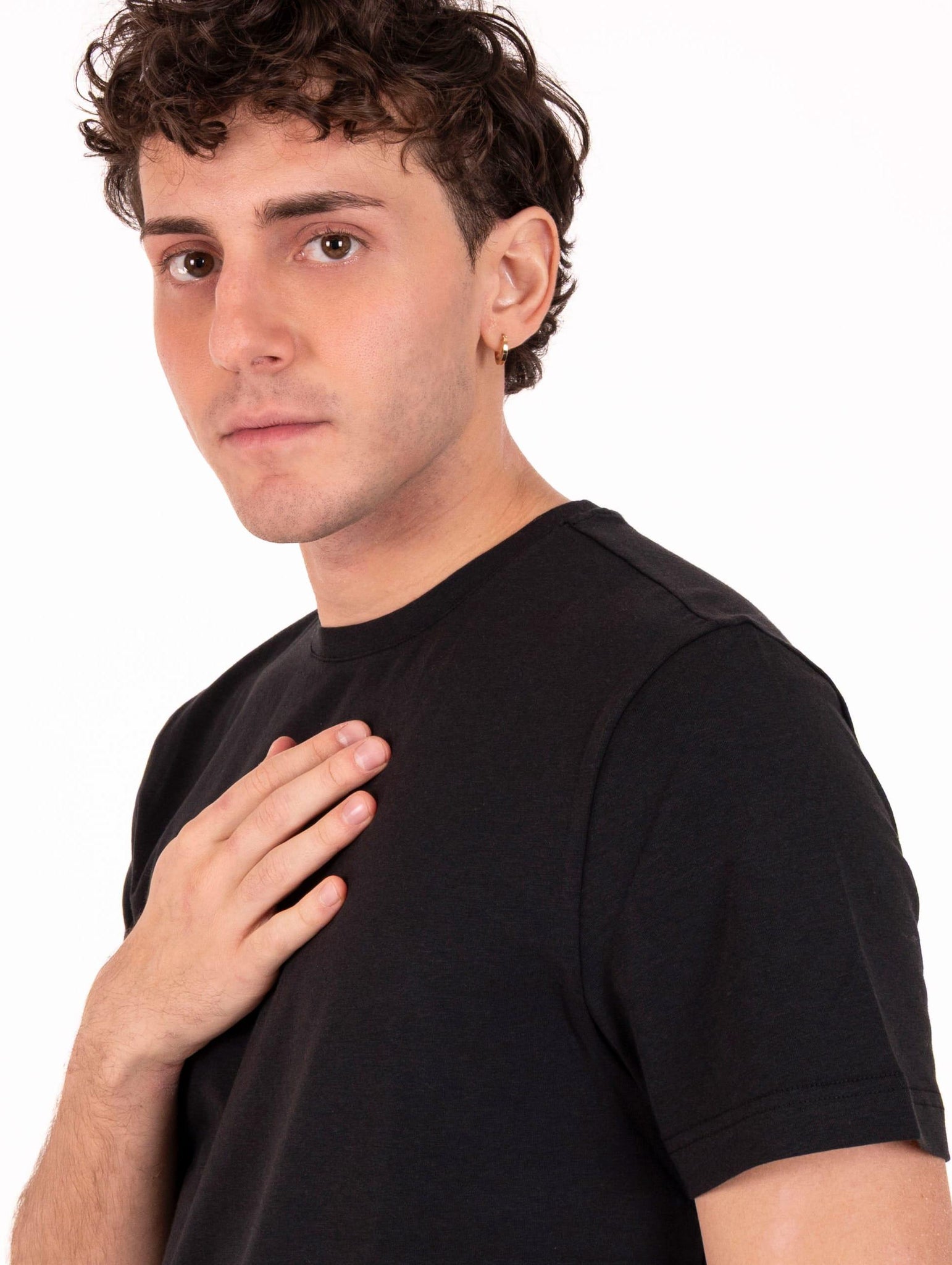 T-Shirt Devore in Cotone, Lana e Seta Nero DT3-800-SAM0001 Devore