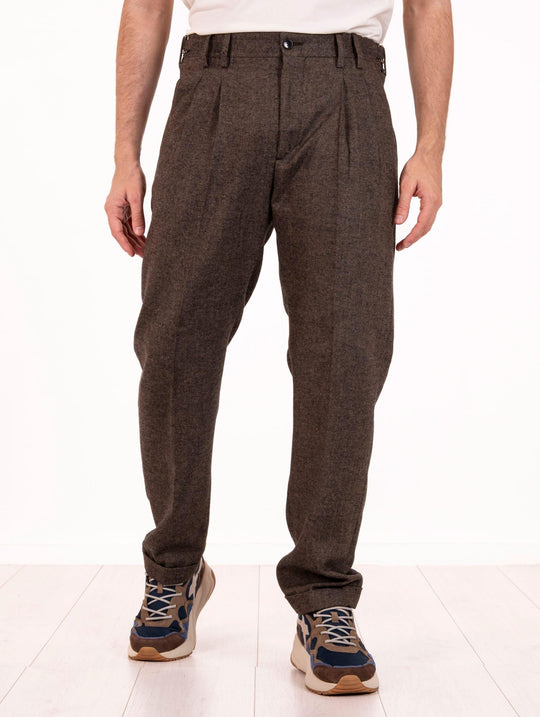 Pantalone Aldo AT.P.CO. in Misto lana e Viscosa Spigato Marrone e Nero