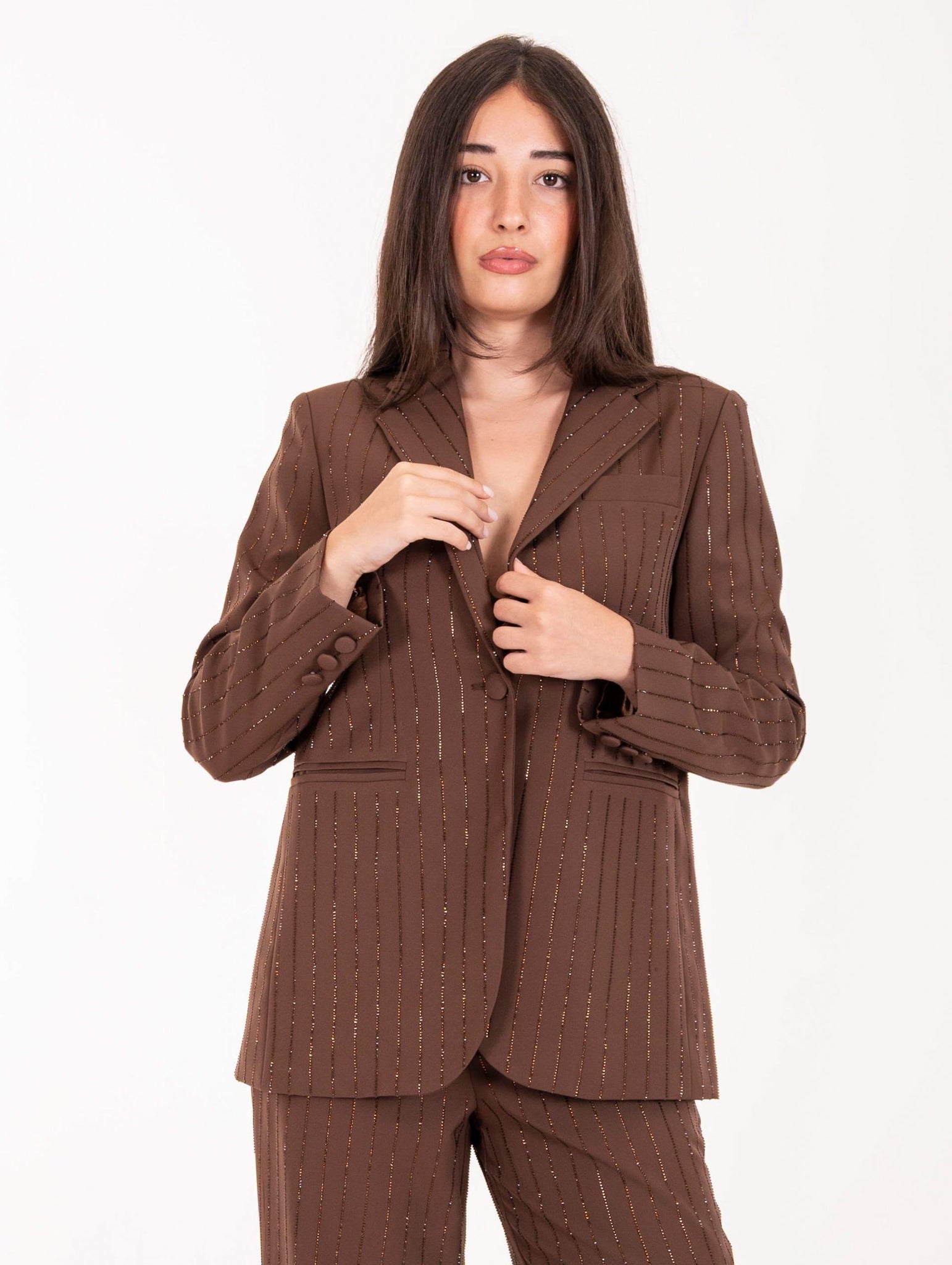 Giacca Gessata Diamanti Nosecrets Cioccolato 253NS102CIOCO NoSecrets