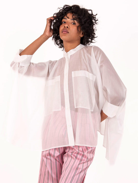 Camicia Over Meimeij in Lyocell Bianca