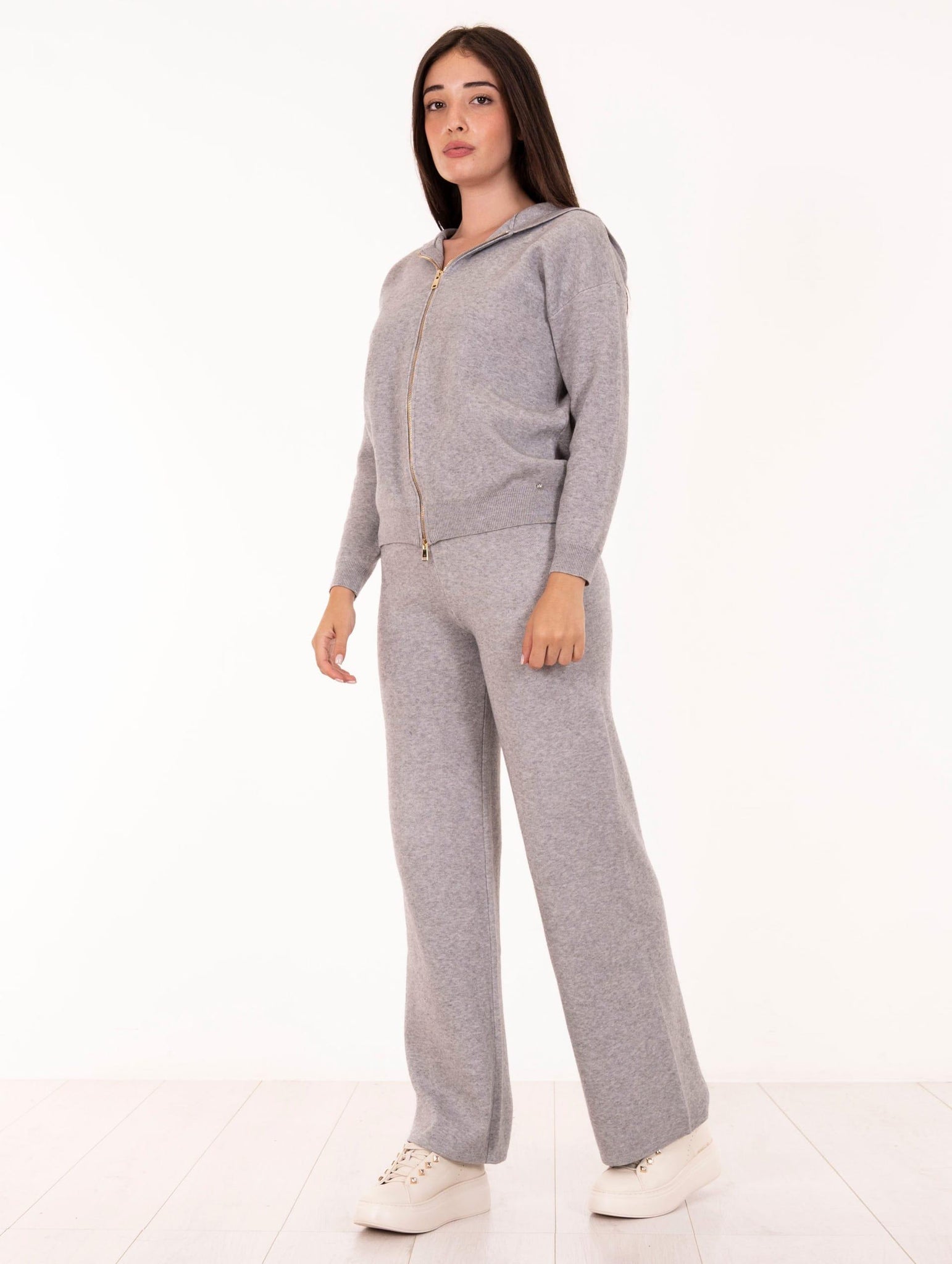 Completo White Wise Felpa e Pantalone in Viscosa Grigio WW20009_C23 White Wise