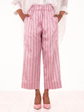 Pantalone Myths in Seta a Righe Rosa, Panna e Marrone