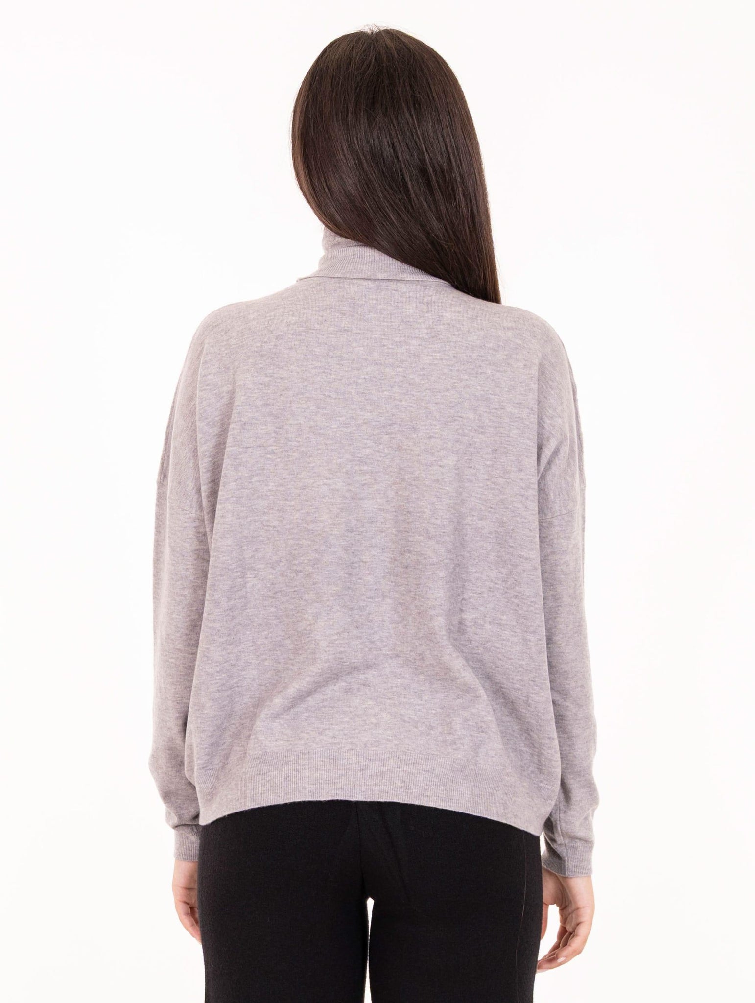 Maxi Maglia Dolcevita White Wise in Lana e Viscosa Grigio WW2001112 White Wise