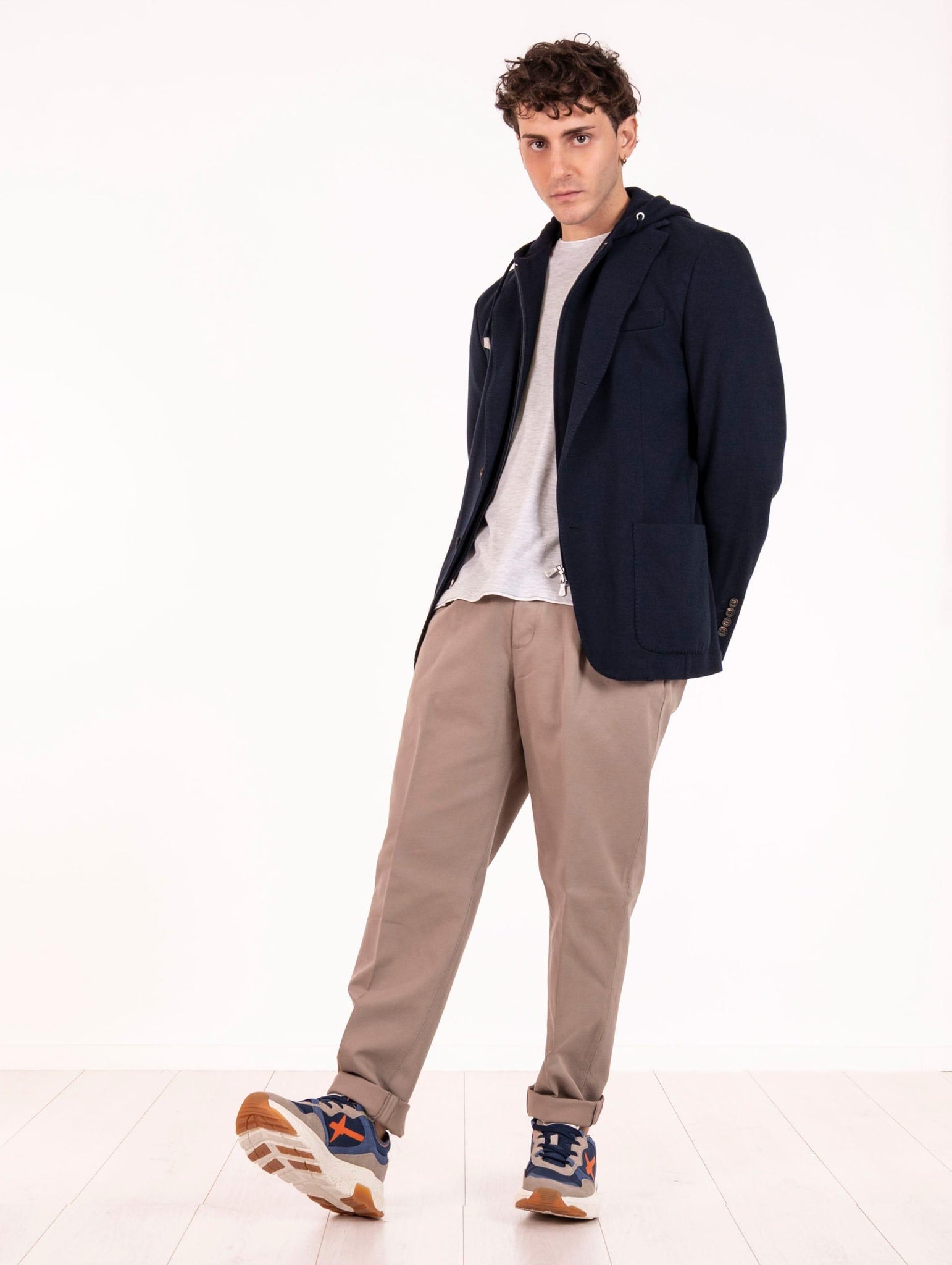 Giacca Eleventy Milano con Pettorina in Cotone e Cashmere Blu L70GIAK07BTCRNTES0L19111-14 Eleventy Milano