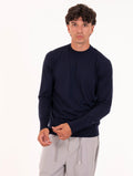 Eleventy Milano Platinum Sweater in 14 Micron Wool Blue
