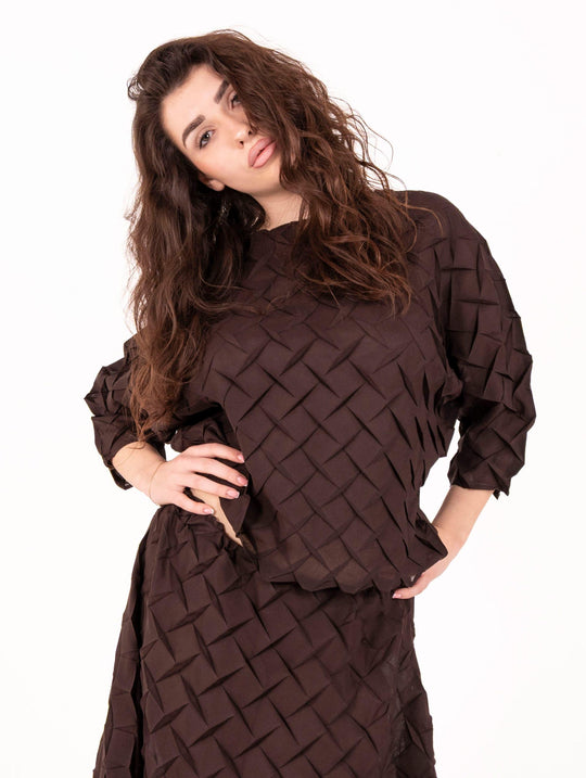 Blusa Plissè Meimeij Moka