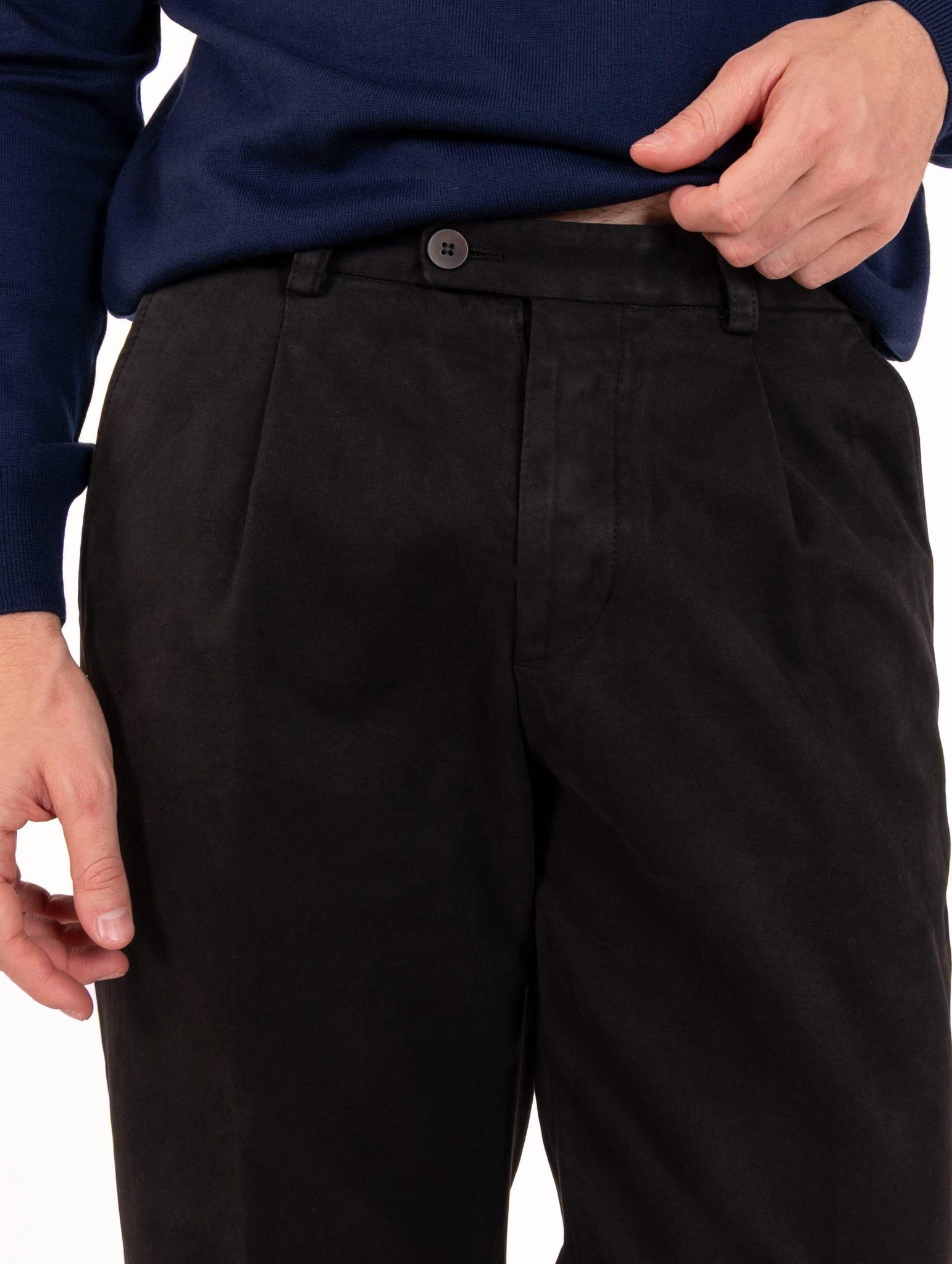 Pantalone Devore in Cotone Piquet Nero DVR44-A007TC001 Devore