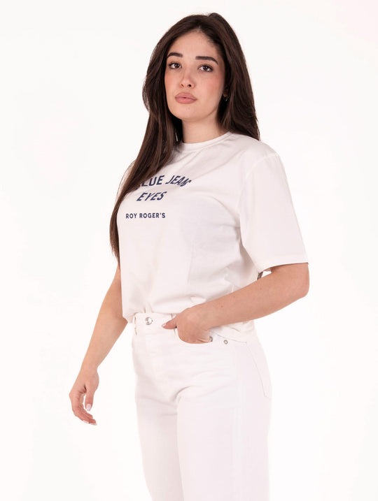 T-shirt Roy Roger's x Eva Herzigova Blue Jeans Eyes Bianco