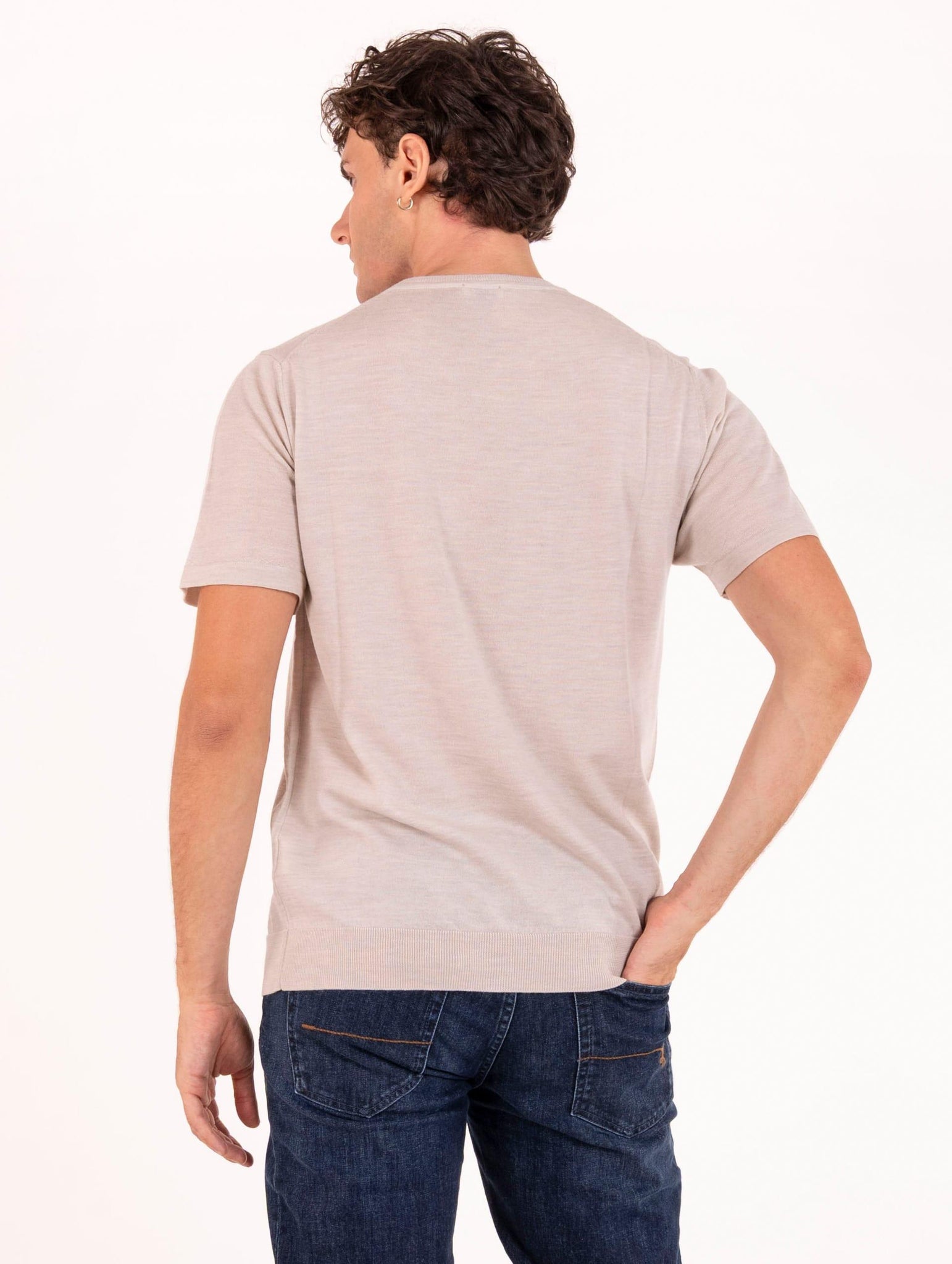 T-Shirt Four Stroke in Lana Merinos Extrafine Crema 001909 Four Stroke