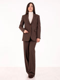 Blazer Monopetto Alysi in Twill di Lana Marrone