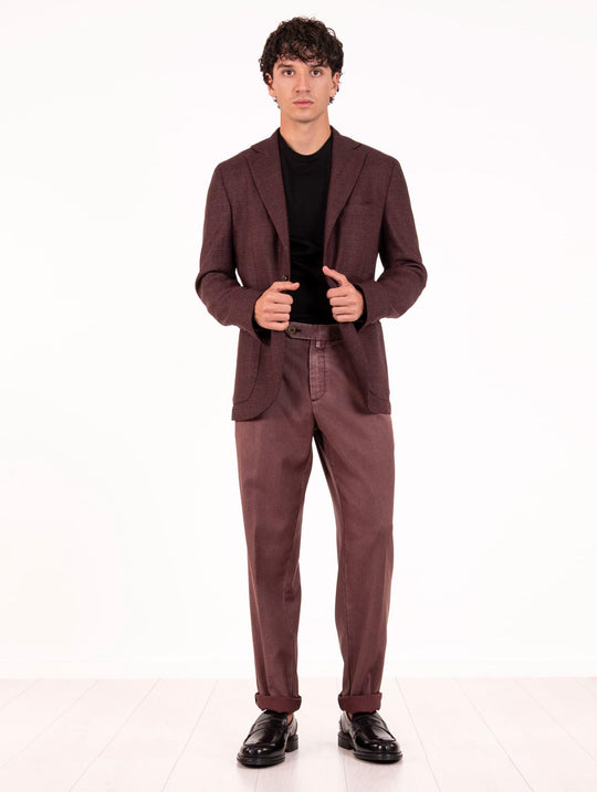 Giacca Sartoriale Four Stroke in Lana Vergine Prugna