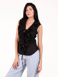 Blusa Emma Four Stroke con Rouges in Cotone Nero