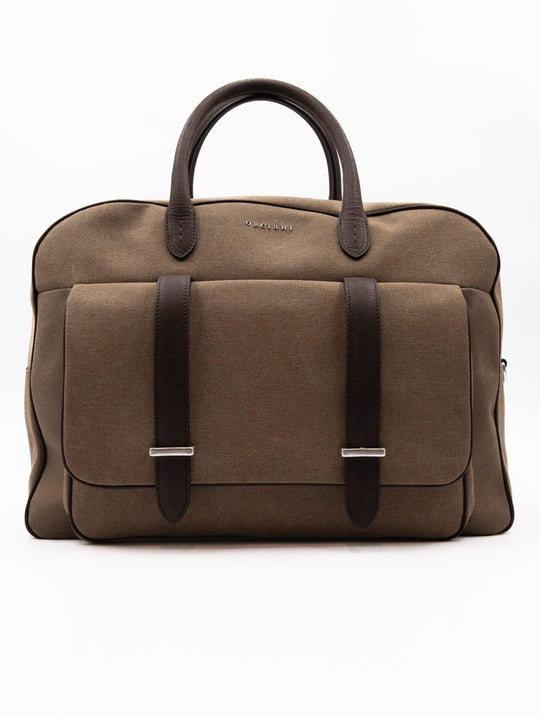 Reisetasche Jones Safari Orciani aus Canvas und Leder Schlamm