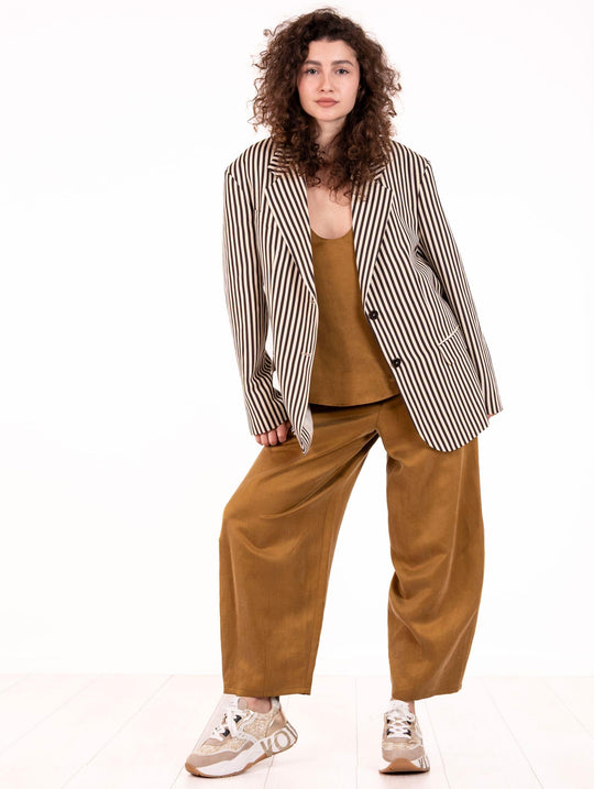 Blazer Alysi a Righe Panna e Marrone