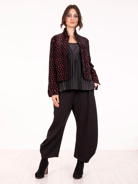 Jacke Alessia Santi mit roten und schwarzen Flock-Punkten