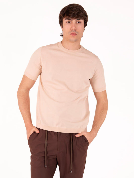 T-Shirt Devore in Ice Crepe in Cotone e Seta Pesca