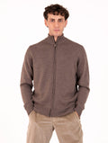 Cardigan Four Stroke aus extrafeiner Merinowolle Schlammfarben