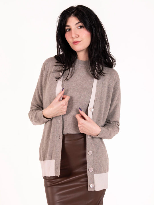 Cardigan Alpha Studio aus reinem Kaschmir Bicolor