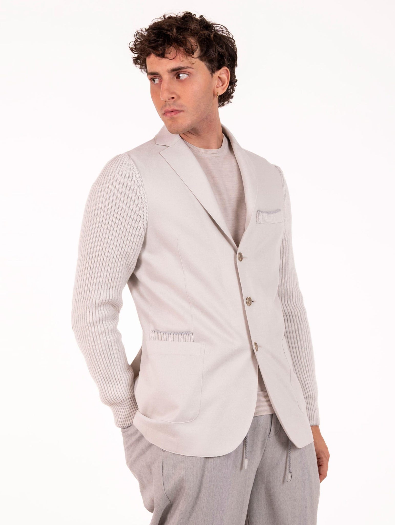 Giacca Eleventy Milano Bimaterica Ecru L75GIAL07BOTTES0L23502-13 Eleventy Milano