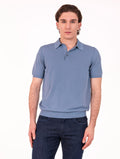 Chic Polo Zanieri aus Baumwoll-Crêpe Stahlblau