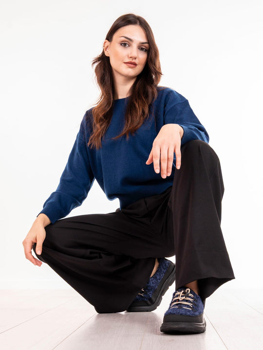 Pantalone Myths in Foulard di Viscosa Stretch Nero